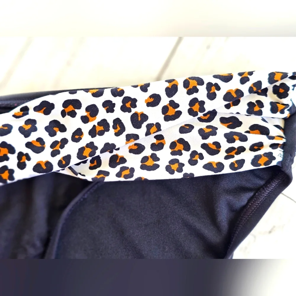 Coco Reef Black Cheetah Leopard Print Bikini Bottoms Soft Stretchy Beach Summer - Picture 3 of 4